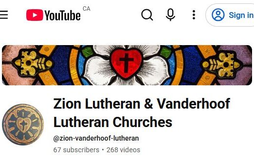 Watch our Services on YouTube Zion Lutheran Church YouTube Channel